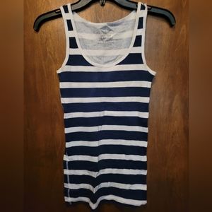 NWOT Faded Glory Navy Blue & White Striped Tank Top, Size M 8-10